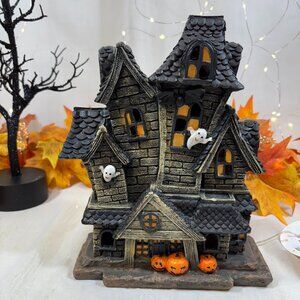 Toil And Trouble Led Light Up Halloween Haunted House Mansion Ghost & Pumpkins